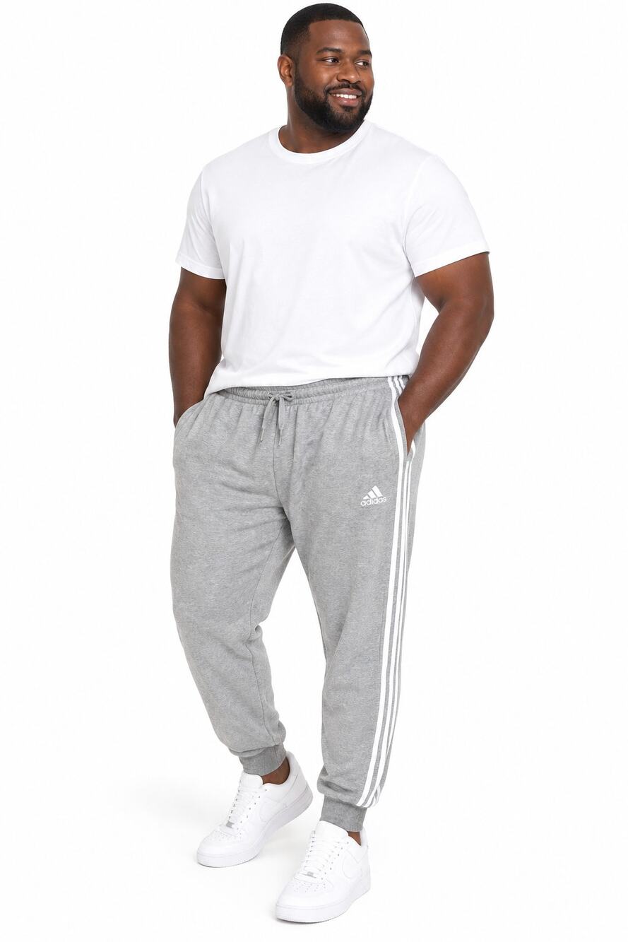Adidas Men’s Gray 3-Stripe Jogger Sweatpants 2XL Drawstring Track Pants